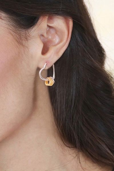 Alternate image for 18k Gold-Accented Hoop Earrings with Heart-Themed Charms Lovely Hearts