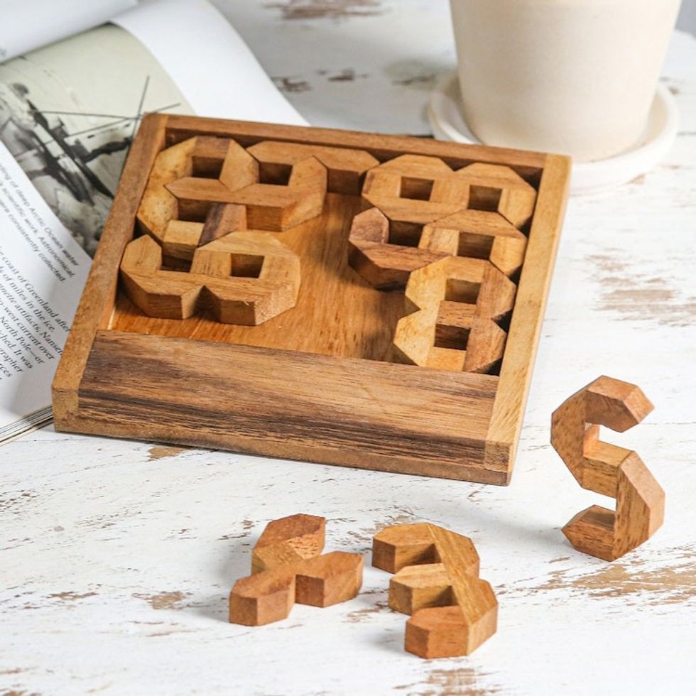 Number-Themed Raintree Wood Puzzle Game from Thailand 'Mysterious Digit'