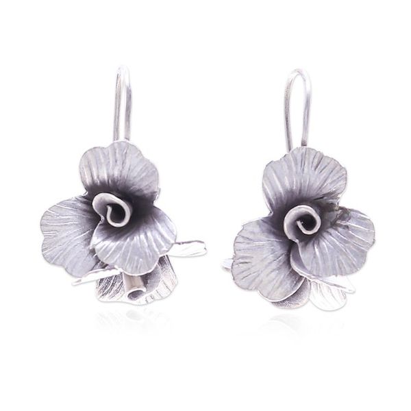 Alternate image for Spring-Themed Floral Silver Drop Earrings from Thailand Blooming Wonder