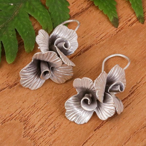 Alternate image for Spring-Themed Floral Silver Drop Earrings from Thailand Blooming Wonder