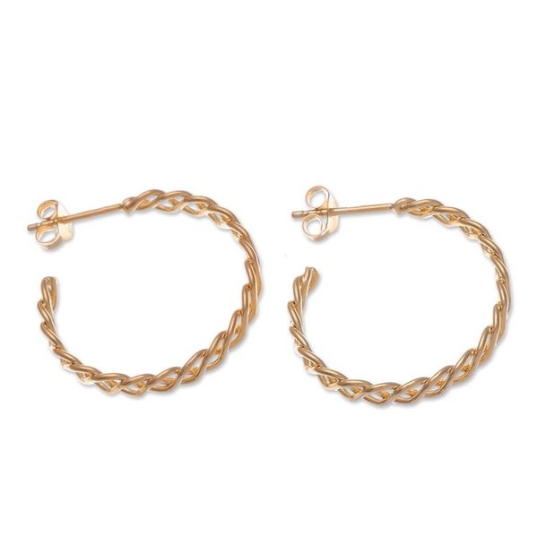 Alternate image for Rope-Shaped 18k Gold-Plated Half-Hoop Earrings from Thailand Arcadian Ropes