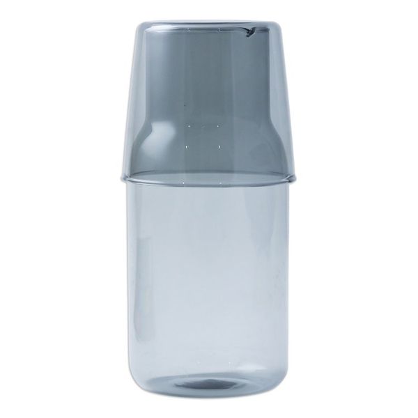 Alternate image for Handblown Clear Black Pitcher and Rocks Glass Set Misty Elixir