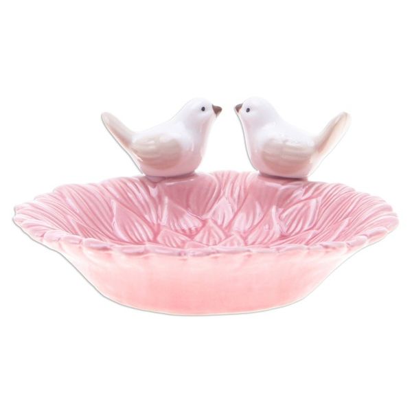 Alternate image for Handcrafted Bird-Themed Floral Pink Ceramic Catchall Sweet Birds