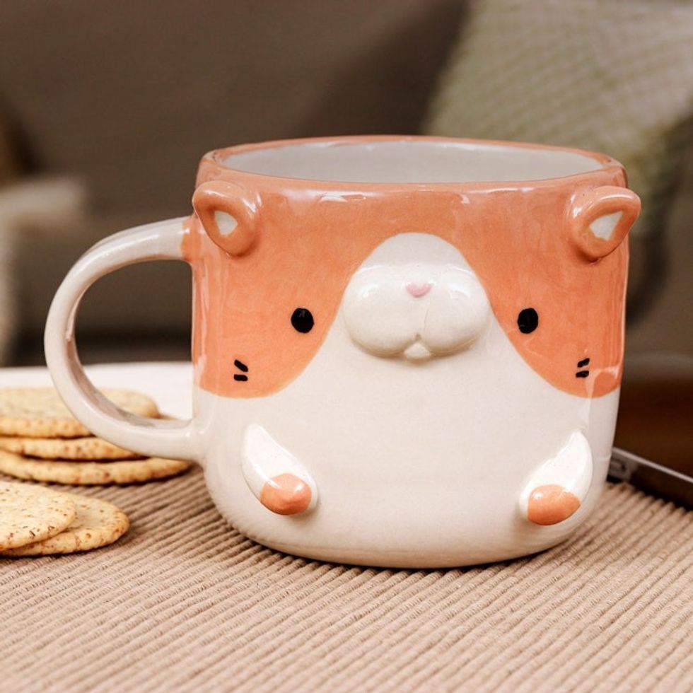 Whimsical Animal-Themed Handcrafted Cat Mug 'Cat Morning'