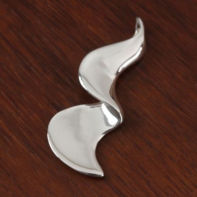 Alternate image for Wavy Sterling Silver Pendant from Mexico Waves and Equilibrium