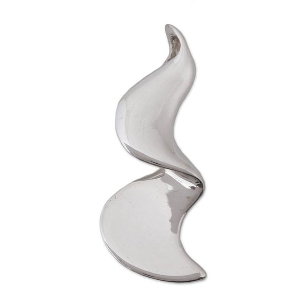 Alternate image for Wavy Sterling Silver Pendant from Mexico Waves and Equilibrium