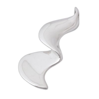 Alternate image for Wavy Sterling Silver Pendant from Mexico Waves and Equilibrium