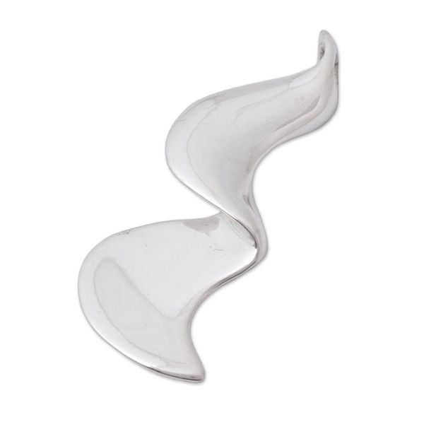 Alternate image for Wavy Sterling Silver Pendant from Mexico Waves and Equilibrium