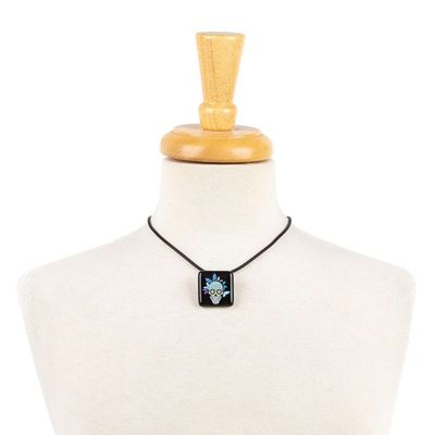 Alternate image for Decoupage on Glass Day of the Dead Catrina Pendant Necklace Butterfly Catrina