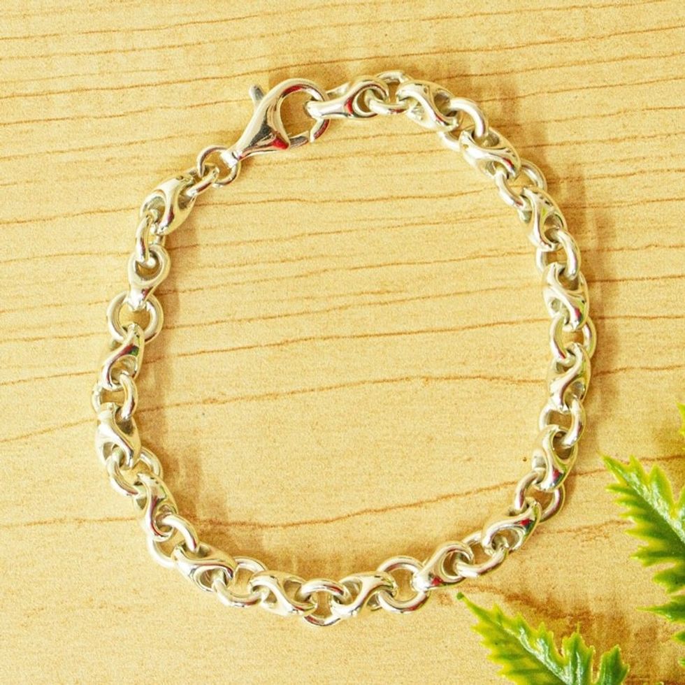 Taxco Silver Cable Chain Bracelet from Mexico 'Silver Seas'