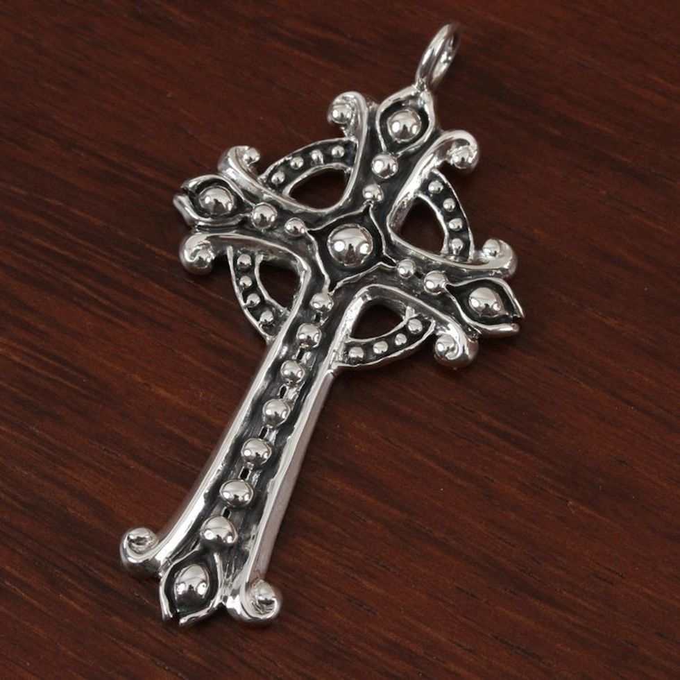 Taxco Sterling Silver Cross Pendant from Mexico 'Santiago Cross'