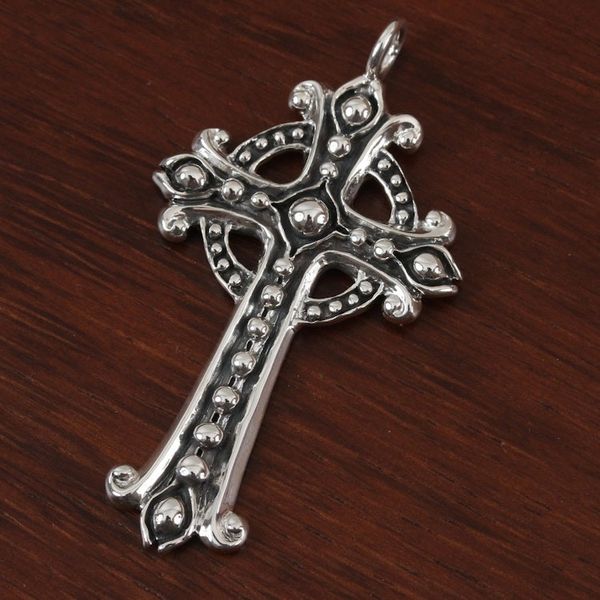 Alternate image for Taxco Sterling Silver Cross Pendant from Mexico Santiago Cross