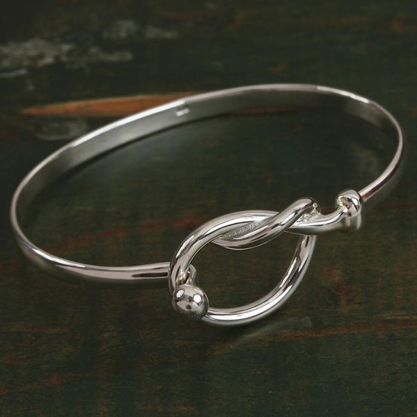 Alternate image for Lasso Motif Sterling Silver Bangle Bracelet from Mexico Gleaming Lasso