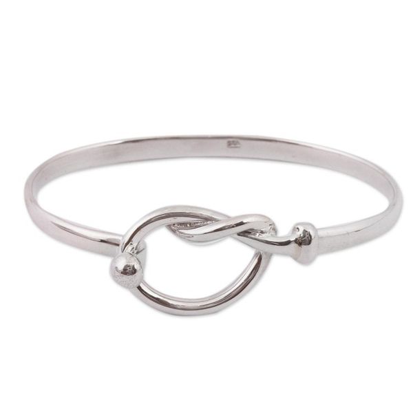 Alternate image for Lasso Motif Sterling Silver Bangle Bracelet from Mexico Gleaming Lasso