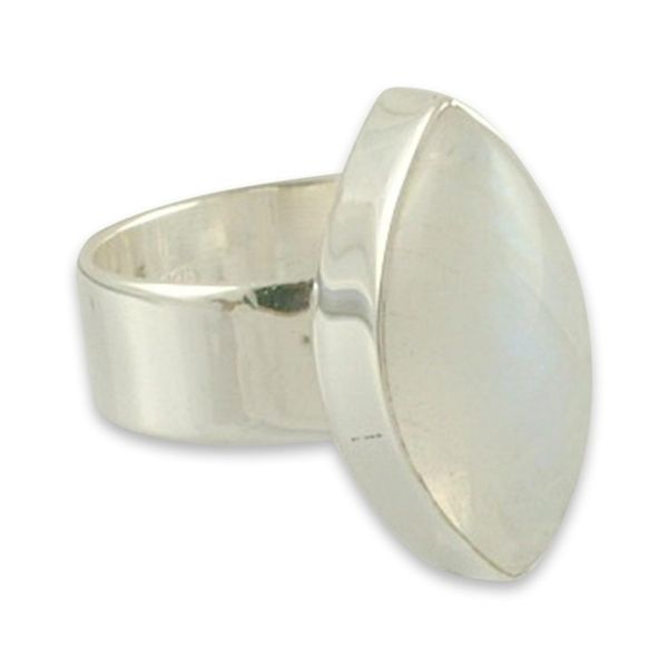 Alternate image for Hand Made Modern Sterling Silver and Moonstone Ring Asymmetry