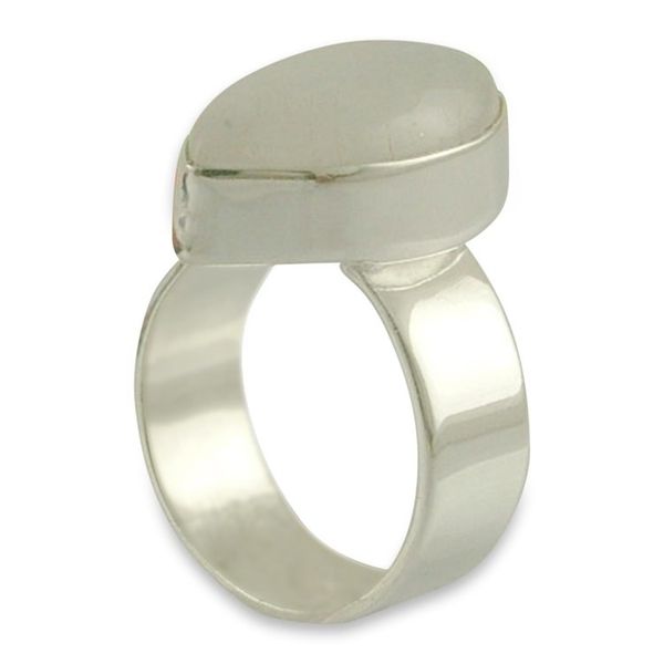 Alternate image for Hand Made Modern Sterling Silver and Moonstone Ring Asymmetry