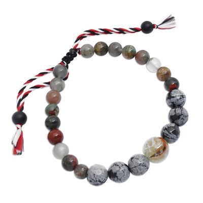 Alternate image for Mens Bloodstone Obsidian Aquamarine Onyx Tridatu Bracelet Tridatu Balance