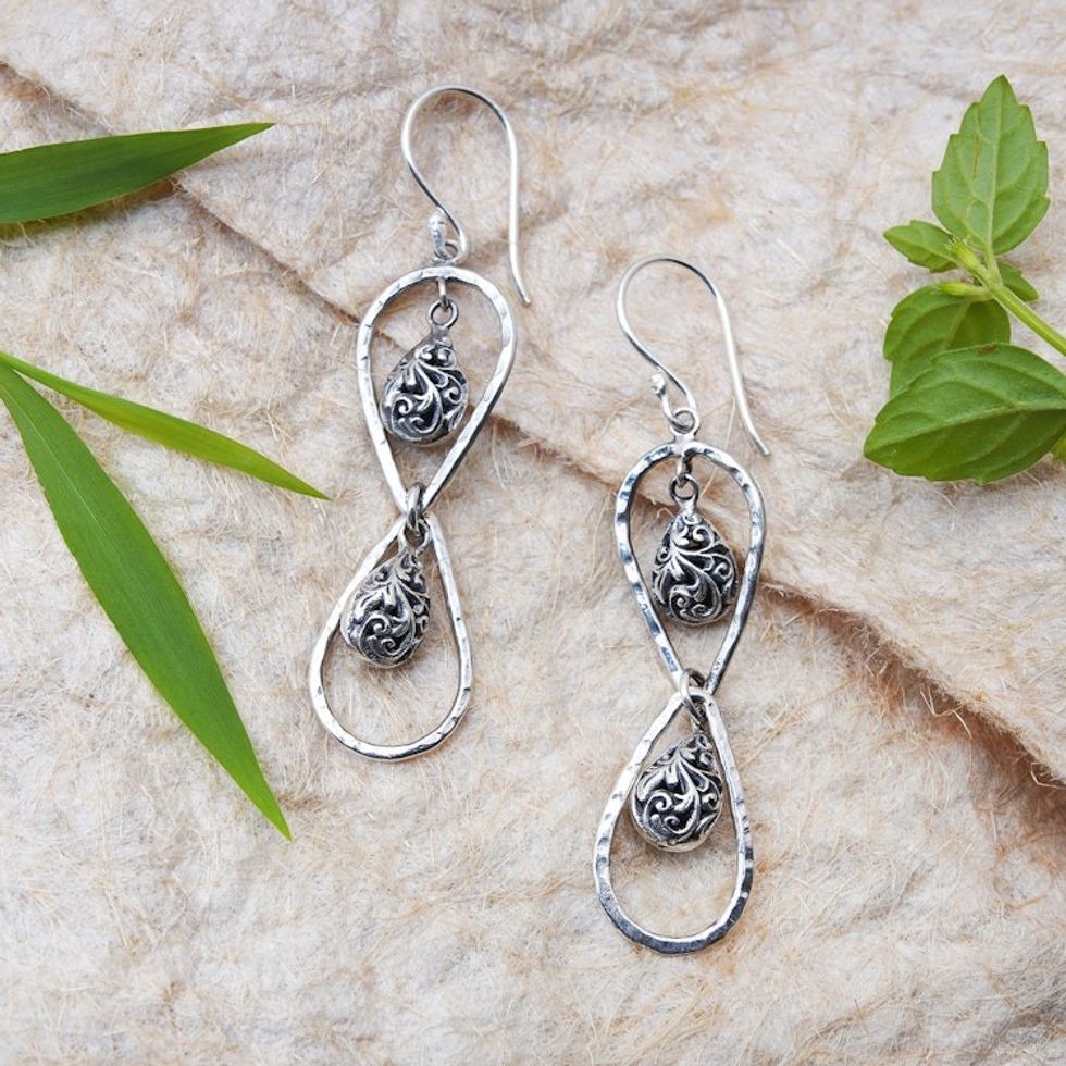 Sterling Silver Dangle Earrings with Infinity Symbol Design 'Infinity Fashion'