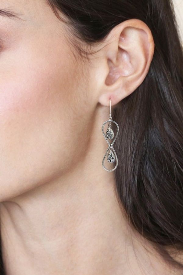 Alternate image for Sterling Silver Dangle Earrings with Infinity Symbol Design Infinity Fashion