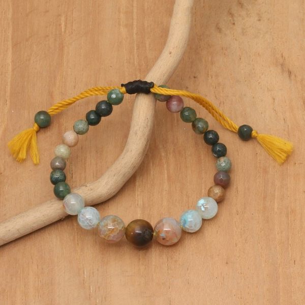 Alternate image for Adjustable Multi-Gemstone Beaded Yoga Bracelet from Bali Tranquil Mind