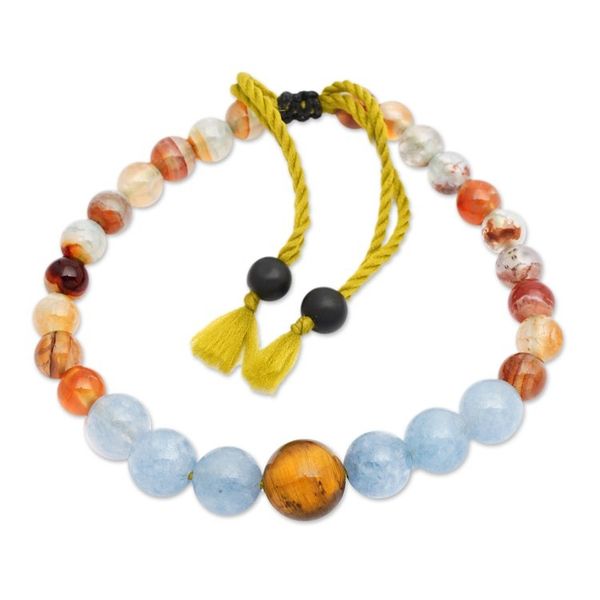Alternate image for Balinese Artisan-Made Aquamarine and Tigers Eye Bracelet Inner Earth