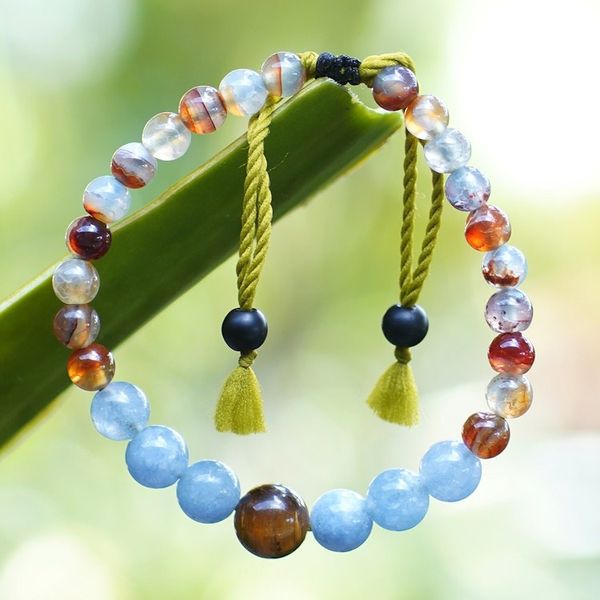Alternate image for Balinese Artisan-Made Aquamarine and Tigers Eye Bracelet Inner Earth
