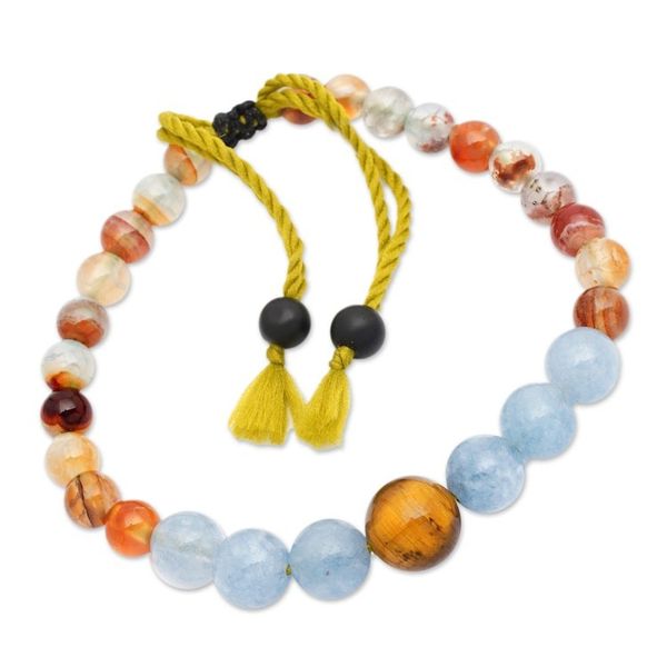 Alternate image for Balinese Artisan-Made Aquamarine and Tigers Eye Bracelet Inner Earth