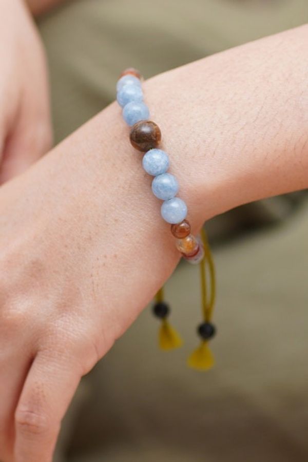 Alternate image for Balinese Artisan-Made Aquamarine and Tigers Eye Bracelet Inner Earth