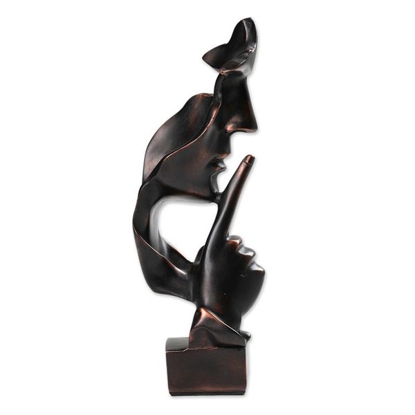 Alternate image for Javanese Artisan-Made Resin Sculpture in Dark Copper Hues Silent Art