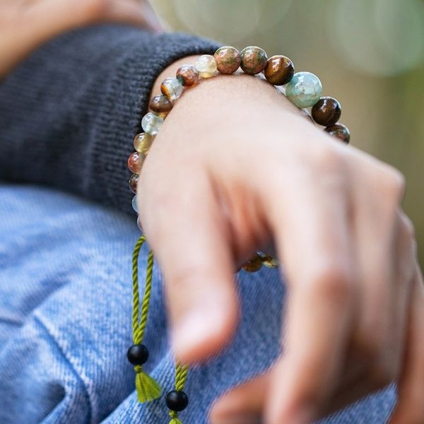 Alternate image for Adjustable Green Multi-Gemstone Beaded Bracelet from Bali Hopeful Sense