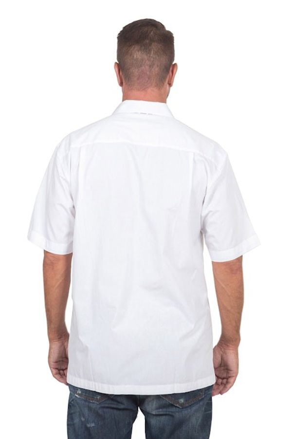 Alternate image for Hand Stamped Batik Accents on White Cotton Shirt For Men Blue Waves