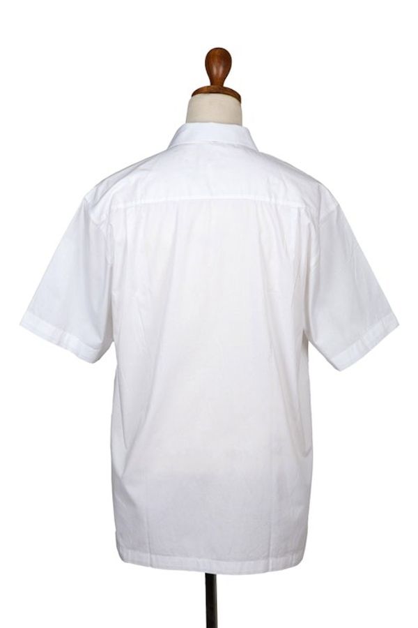 Alternate image for Hand Stamped Batik Accents on White Cotton Shirt For Men Blue Waves