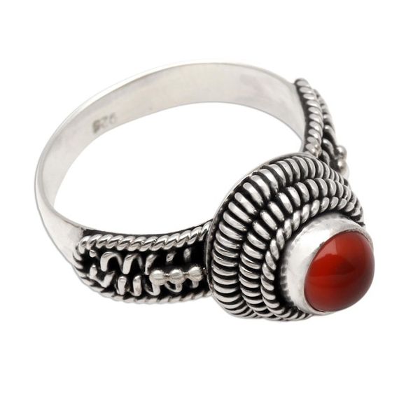 Alternate image for Handcrafted Single Stone Sterling Silver and Carnelian Ring Sunset Radiance