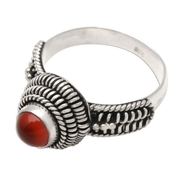 Alternate image for Handcrafted Single Stone Sterling Silver and Carnelian Ring Sunset Radiance