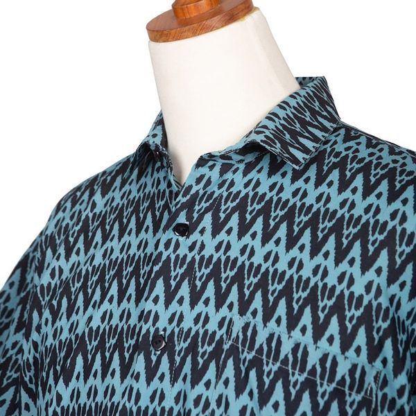 Alternate image for Mens Hand-Stamped Collared Cotton Shirt Heartbeats