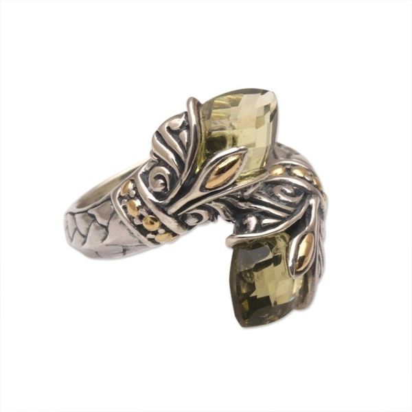 Alternate image for 18k Gold Accented Lemon Quartz Sterling Silver Cocktail Ring Destiny Drop