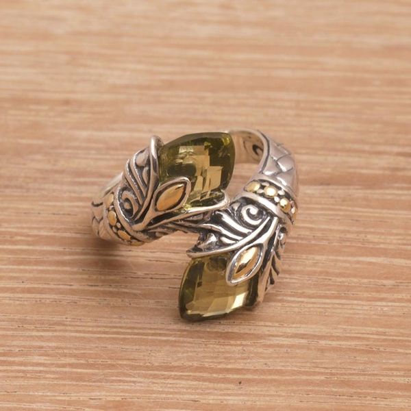 Alternate image for 18k Gold Accented Lemon Quartz Sterling Silver Cocktail Ring Destiny Drop