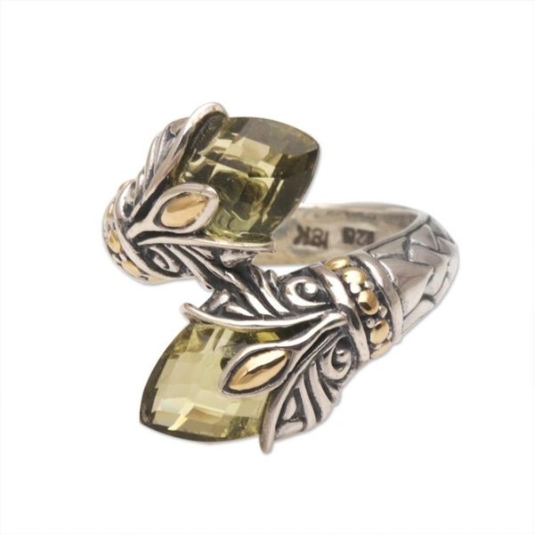 Alternate image for 18k Gold Accented Lemon Quartz Sterling Silver Cocktail Ring Destiny Drop