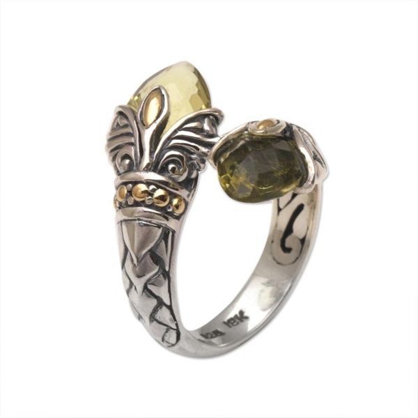 Alternate image for 18k Gold Accented Lemon Quartz Sterling Silver Cocktail Ring Destiny Drop