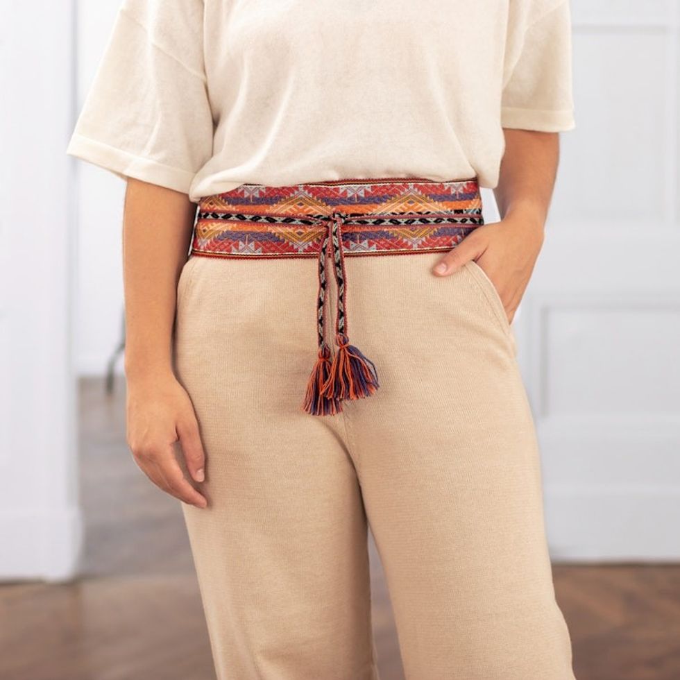 Handwoven Geometric-Patterned Cotton Wrap Belt 'Suyo'