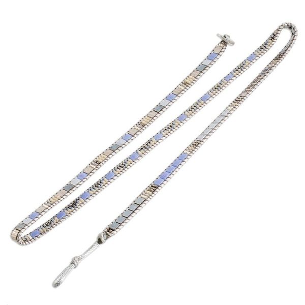Alternate image for Handcrafted Grey Blue Beige Glass Beaded Wrap Bracelet Santa Fe in Grey