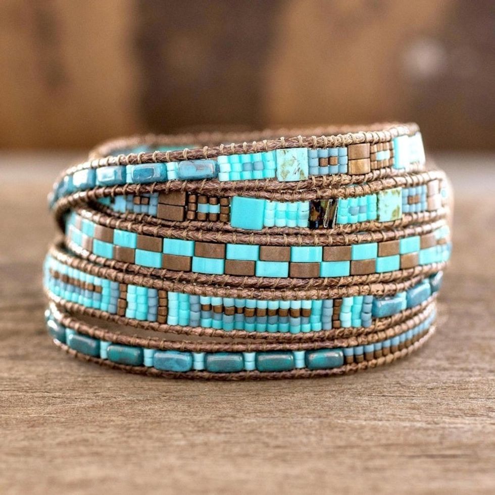 Colorful Glass Beaded Wrap Bracelet from Guatemala 'Traditional Style'