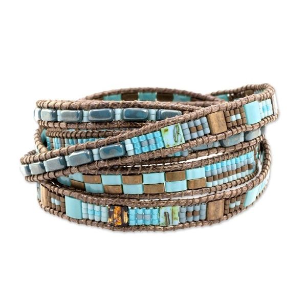 Alternate image for Colorful Glass Beaded Wrap Bracelet from Guatemala Traditional Style
