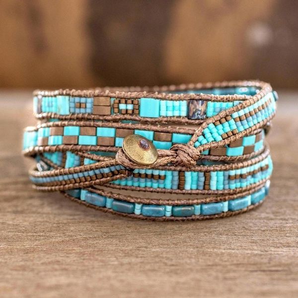 Alternate image for Colorful Glass Beaded Wrap Bracelet from Guatemala Traditional Style