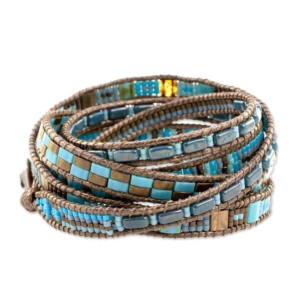 Alternate image for Colorful Glass Beaded Wrap Bracelet from Guatemala Traditional Style