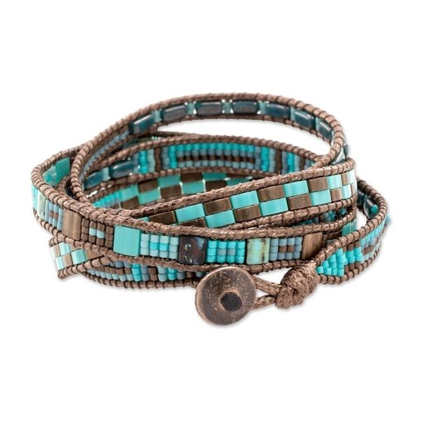 Alternate image for Colorful Glass Beaded Wrap Bracelet from Guatemala Traditional Style