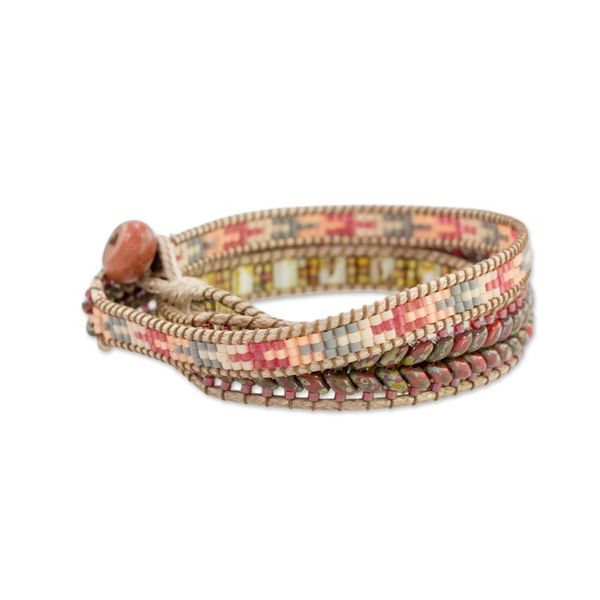 Alternate image for Handcrafted Glass Beaded Wrap Bracelet from Guatemala Country Land