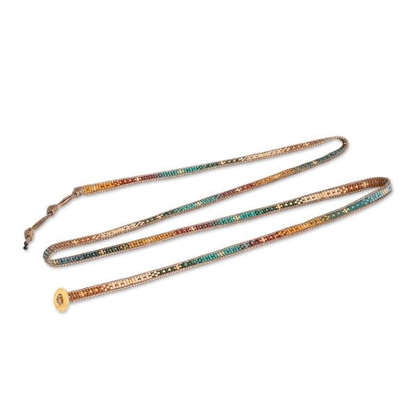 Alternate image for Handcrafted Glass Beaded Wrap Bracelet with Pewter Button Cerro de la Cruz in Brown