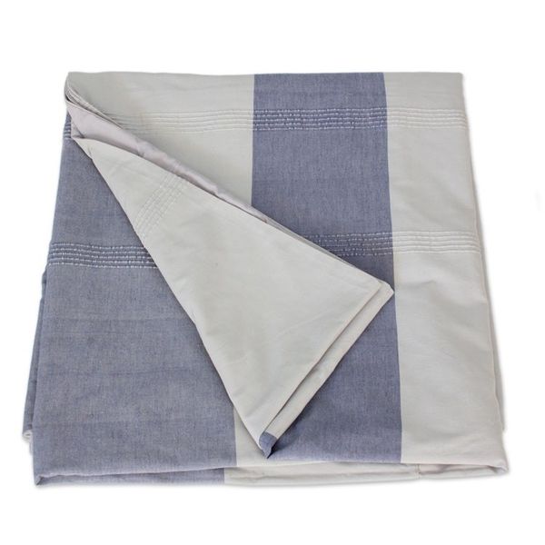 Alternate image for Guatemalan Cotton Duvet Cover in Cadet Blue and Pearl Grey Dreamy Cadet Blue