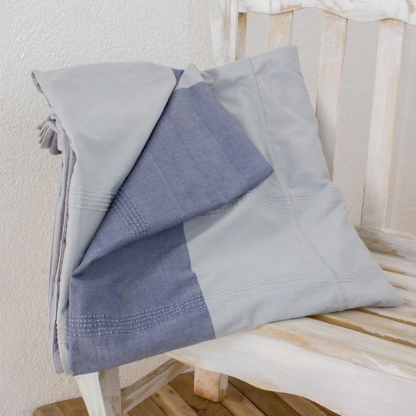 Alternate image for Guatemalan Cotton Duvet Cover in Cadet Blue and Pearl Grey Dreamy Cadet Blue